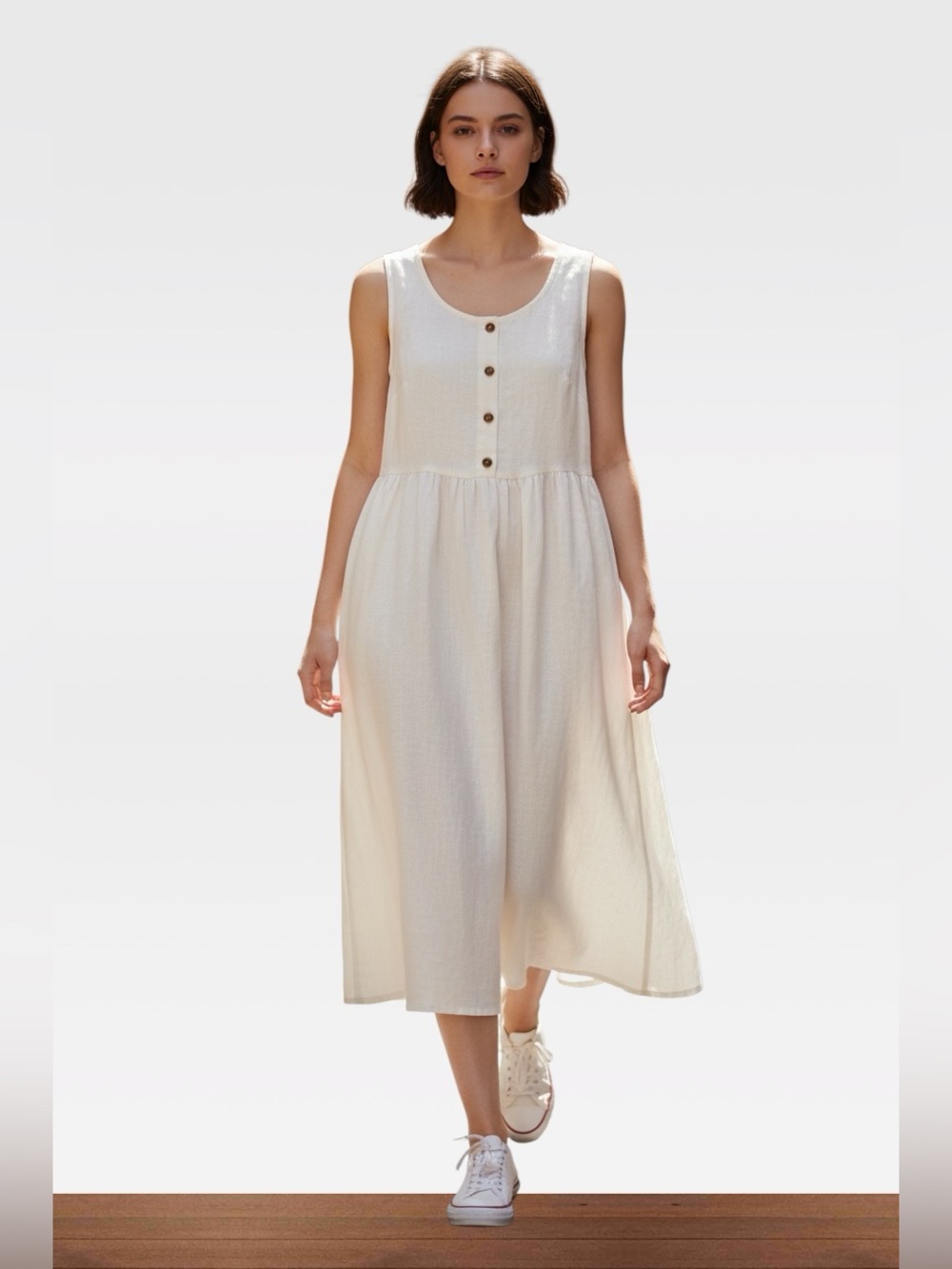 SimplyGrey Women’s White 100% Linen Dress